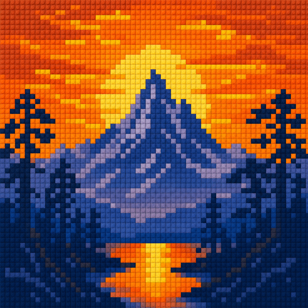 Smallbricktory alpine landscape illustration