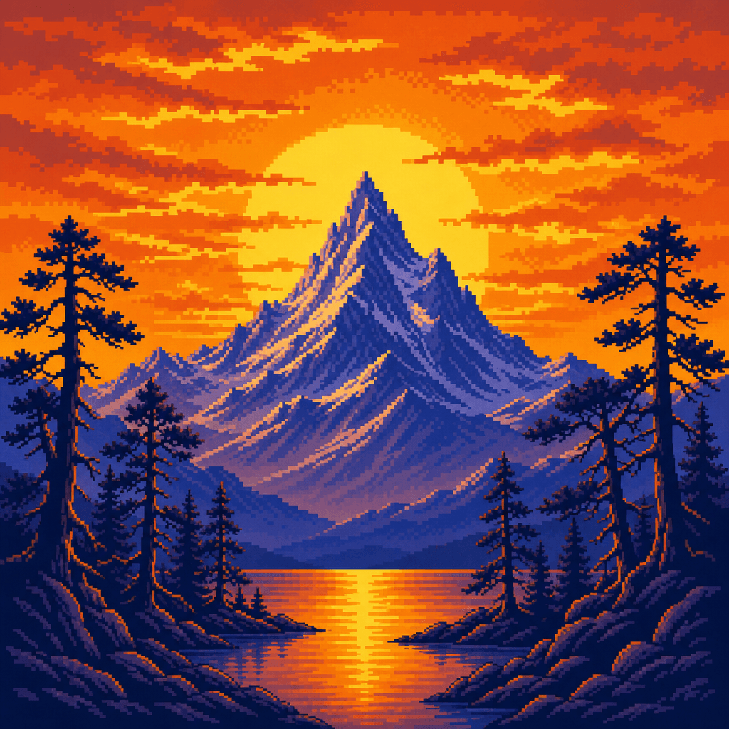 Smallbricktory alpine landscape illustration