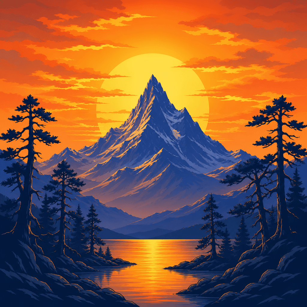 Smallbricktory alpine landscape illustration
